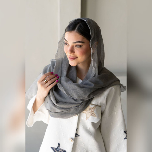 شال حریر چروک حاشیه لمه 0188